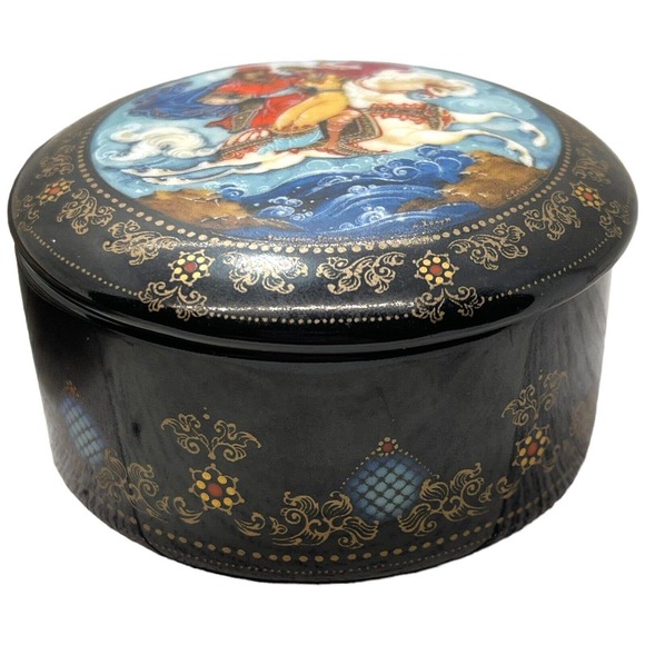 Russian Porcelain Music Box 1990 "The Princess & Elisha" Plate 1988 Numbered - Picture 15 of 16